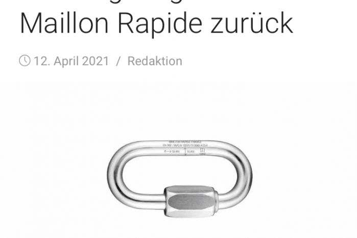 Peguet ruf Maillon Rapide zurück